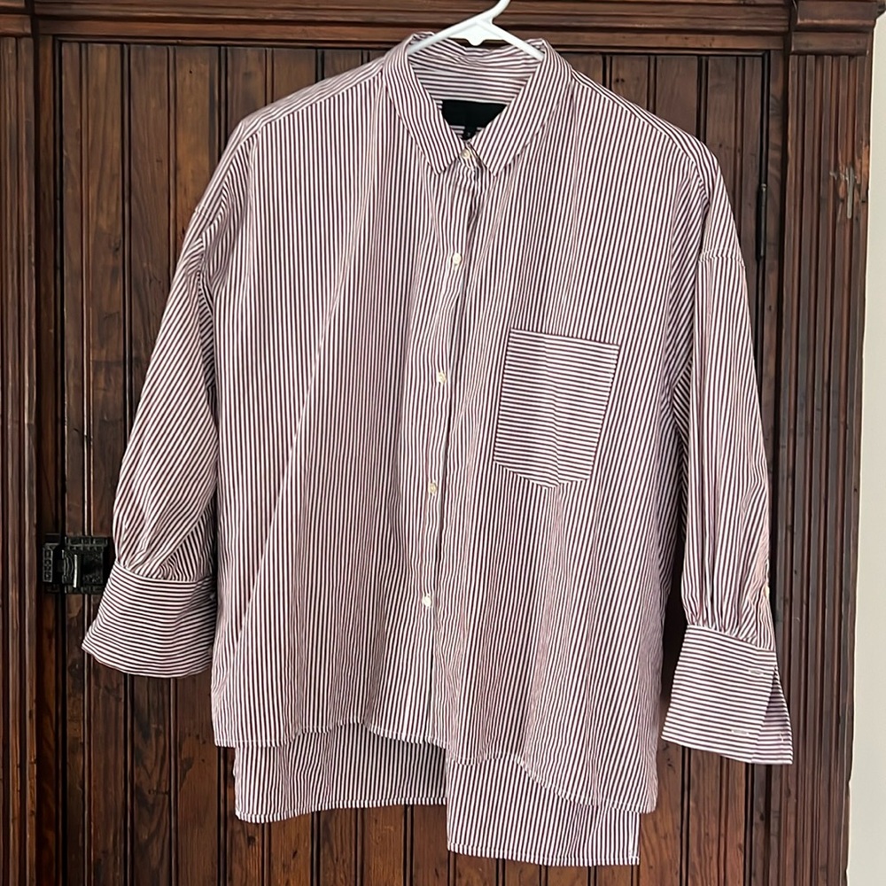 Nili Lotan Dark Red/White Striped Shirt